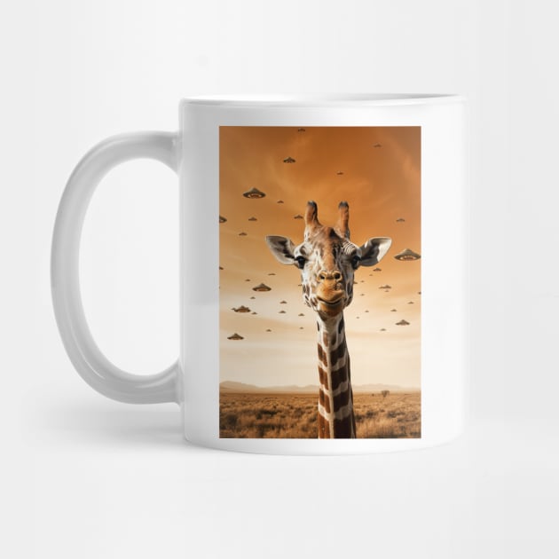 Selfie of Funny Giraffe And Aliens UFO by Megadorim